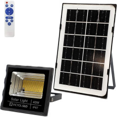 Vicyol S&D Solar LED Flood Light, 40W Solar Light Outdoor IP67 Security Lighting, 4000K Light, 170 LED Spotlight with Solar Panel for Patio, Garden, Garage. 2Ah Rain Jacket
