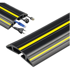 SDLDEER Cable Duct Floor Flat - 4 m PVC Cable Bridge Floor, 3 Floor Channels for Cables, Floor Cable Protection, Cut to Size Floor Wire Covers for Home, Office, Workshop, Warehouse (Black)