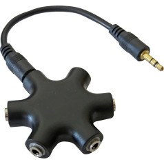 keepdrum ADA067 5-Way Audio Splitter - 3.5 mm Aux Jack Splitter - Mini Jack Stereo Splitter for Smartphones, Laptops and PC in Black