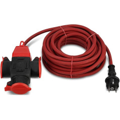 REV Ritter 006716 Extension CEE 7/4, 3 COMPARTMENT, H07RN-F, 1.5 mm² 10 m Red