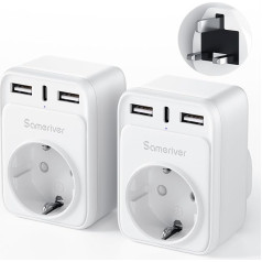 Travel Adaptor UK Adapter England Germany Plug Travel Adapter UK with 2 USB 1USB C (3A) Socket Adapter Type G for England Ireland Great Britain Wall Charger Charging Station (2 Pieces)
