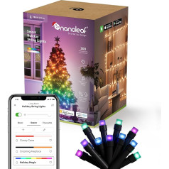 Nanoleaf 24 m Smart Fairy Lights Christmas Tree, IP44 RGBIC LEDs for Indoor and Outdoor Use, Animated Colour Scenes, Music Sync, Matter via WiFi, App and Voice Control with Alexa, Google, Apple