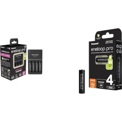 Panasonic eneloop SmartPlus Charger for 1-4 AA/AAA NI-MH Batteries & Panasonic eneloop Pro, Ready-to-Use NI-MH Battery, AAA/Micro, Pack of 4