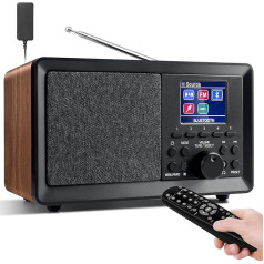 Wholede DAB Plus Radio with Bluetooth, DAB Radio with Remote Control, DAB+/FM Radio, Retro Wooden Digital Radio, Kitchen Radio, Alarm Clock Radio with Dual Alarm and USB/AUX Port