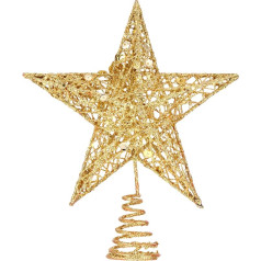Bememo 8 Inches Exquisite Shimmery Christmas Tree Topper Star Tree Topper for Christmas Tree Decoration (Gold)