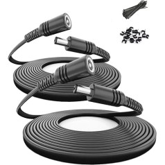 Itramax DC Extension Cable 9 m 12 V Pack of 2, DC 2.1 mm x 5.5 mm Power Supply Adapter Flat Extension, 5521 Female to Male Cable for CCTV Security Camera, IP Camera, DVRs More Devices 24 V 9 V 5 V 12