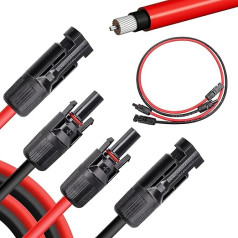 Coomoors Solar Cable 2 x 5 m, Extension 6 mm², Solar Plug Solar Cable Extension Cable, PV Cable 6 mm² for Photovoltaic Cable Solar Power Plant IP67 Photovoltaic Cable Plug