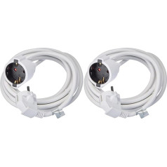 Meister Protective Contact Extension - 3 m Cable - White - Plastic Cable - IP20 Indoor Use / Coupling with Touch Protection / Schuko Extension / 7432310 (Pack of 2)