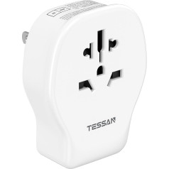 TESSAN Adapter USA Germany Plug, 4 in 1 Travel Adapter USA with 2 USB C and 1 USB A, Socket Adapter USA 1250 W, Power Adapter Mexico, US Plug Adapter to EU for Canada Costa Rica, White