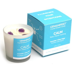 Gemanifest Prosperity Manifestation Candle, Money Abundance Crystal Candle with Real Pyrite and Green Aventurine Crystals, Pumpkin Spice Soy Candle, Office Candle to Attract Wealth, Growth and Success