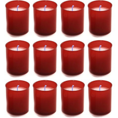 AROMATIS - 12 x red candles 6.5 x 4.7 (diameter) cm (2.56 x 1.85 inches) - votive candle - liturgical candle wishes - burning time 24 hours