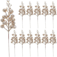 Pack of 12 Artificial Berry Branches, Christmas Fir Branches, Artificial Branches, Decorative Berries, Christmas Decorative Branches, Berry Picks, DIY Crafts for Wreath, Flower Arrangement Vase