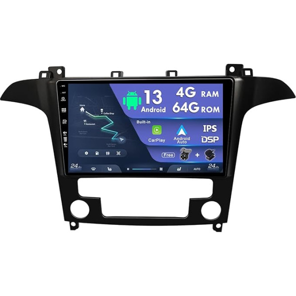 MISONDA 9 Inch IPS Android Car Radio 2 DIN Stereo for Ford S-Max (2007-2008) GPS Navigation Free Camera Bluetooth Carplay DSP FM WiFi SWC RDS DAB 360 Camera 4G + 64G