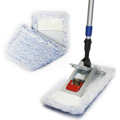 Clean Like the Professionals Professional Floor Mop Set | Mop with Telescopic Handle 170 cm + Microfibre Cover | Free-Standing Mop with a Magnetic Holder for Various Surfaces Includes a GlasRein Cleaner Sample