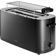 ZWILLING ENFINIGY Toaster with 3 Automatic Programmes, 7 Browning Levels and Shut-Off Function, Long Slot Toaster for 4 Short or 2 Long Slices, with Bun Attachment, Black