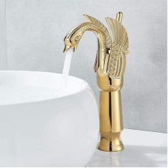 Saeuwtowy Bathroom Faucet Gold Plated Solid Brass Mixer Tap Tall Basin Bathroom Faucet