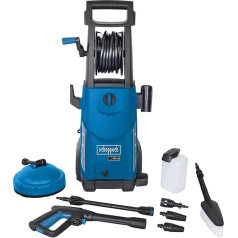 Scheppach Pressure Washer HCE2200 with 8-Piece Accessories, 10 m Hose Roll, 165 Bar, 230 V 2200 W, Max. Flow Rate: 468 l/h, Durable Aluminium Pump, Suction Function and Cleaning Agent Tank