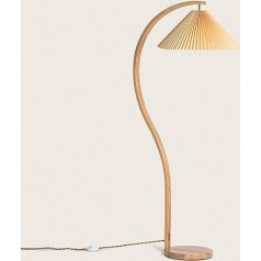 LEDKIA LIGHTING - Luanda Floor Lamp, Modern Design, E27 Lamp Holder, Versatile for Living Room, Kitchen, Bedroom, Wood, PC, Fabric, Orange