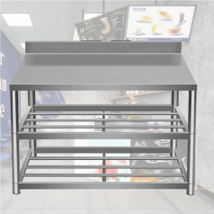 Tainless Steel Commercial Kitchen Prep Table with 2 Levels Work Bench for Restaurant and Food Preparation Heavy Duty Worktable for Countertop Kitchen Table Top Workstation Two Tier Shelf Includes