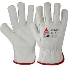 Hase Safety Driver Universal Work Glove with High Comfort for Indoor and Outdoor Use, Quality Nappa Leather, Elasticated Back of the Hand (12, 9)
