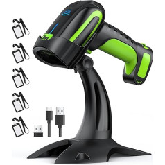 Tera Pro 3-in-1 Wireless Barcode Scanner QR 2D 1D with NFC, Bluetooth & USB-C, 2500 mAh Battery, Industrial Quality, Excellent Drop Resistance, Model 8200 Green