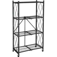 Origami R4 4-Tier Folding Shelf, Garage Shelf, Heavy Duty Shelving with Wheels, Metal Storage Shelf Holds 600 Lbs, Garage Shelving & Organization, Storage Rack