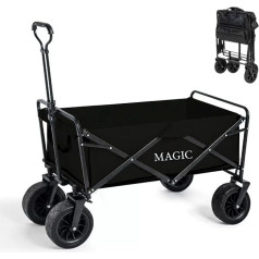 Folding Handcart for Camping, Picnic, Garden Trolley, Transport Trolley with Bag and Adjustable Handle, Wheelbarrow with Brakes (Not Tableable)
