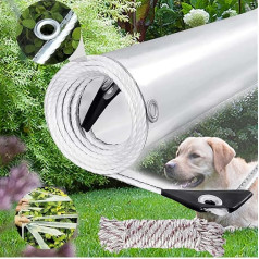 Transparent Tarpaulin with Eyelets 420 g/m² PVC Tarpaulin Waterproof Protective Film Protective Tarpaulin Including Rope Cable Tie Weatherproof Rain Cover Tarpaulin for Garden Furniture Plants Gazebo