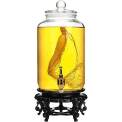 Beverage Dispenser, Clear Glass Drinks Dispenser with Tap, 3L Large Water Dispenser, Fruit Tea Buffet for Home