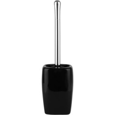 Toilet Brush Black Glossy Ceramic Toilet Brush Holder Set, Floor Standing, Round Brush Head, Toilet Brush, Plastic Coating, Handle, Toilet Brush and Holder Set
