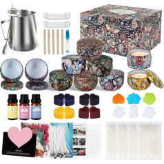 UCAMP DIY Candle Making Kit, Scented Candle Gift Set with 480 g Beeswax, 10 Candle Tins, Fragrance Oils, Colour Blocks, Melting Pot, Wicks & Accessories, Candle Making Set for Beginners & Gift Ideas