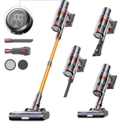 Avalsor Battery Vacuum Cleaner 45000 Pa/550 W/70 Min, 1.5 L Wireless Vacuum Cleaner with LED Touchscreen and Anti-Tangle Brush, Battery Vacuum Cleaner Wireless with 8 Layers Filter for Hard