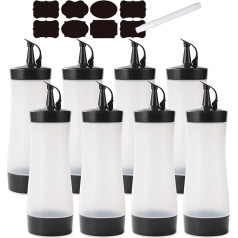 Qiuhome 8 x 12oz Black Squeeze Bottles for Spices, Sauces, Ketchup, Liquids, Oil