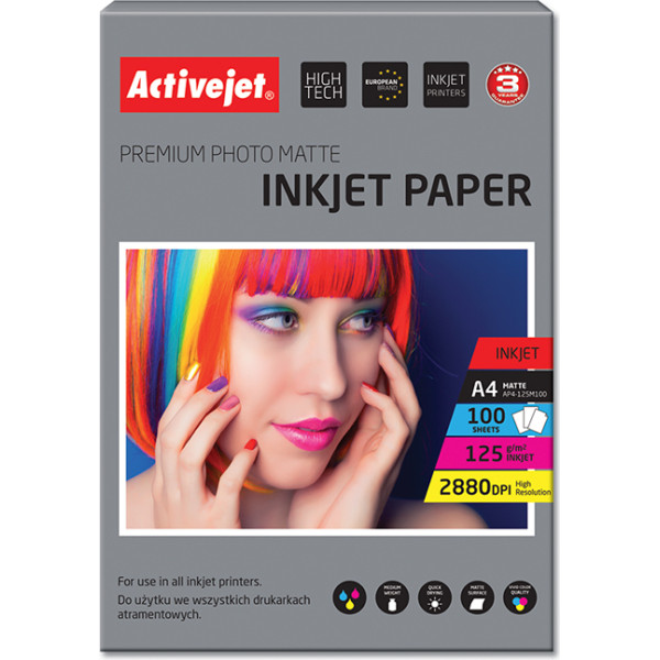 Effiki Activejet ap4-125m100 fotopapīrs matēts (a4; 100 gab.)