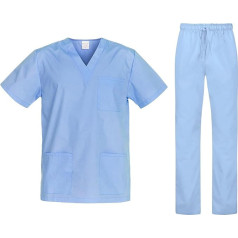 B-well Cesare Unisex Scrub Set Sleeveless Jacket and Sleeveless Trousers Set, Medical Doctor Uniform, Sleeveless Jacket Top with Trousers, Medical Work Wear