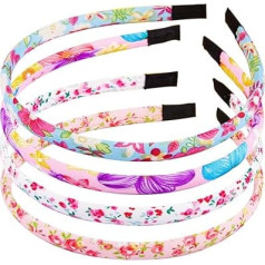 PLABBDPL Toddler Girls Flower Headband, 4 Pieces 1cm Cotton Flower Headband, Multicolor Polyester Headbands, Hair Accessories, Baby for Party, Birthday, Wedding