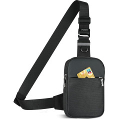 BROADREAM Sling Chest Crossbody Bag, Waterproof Shoulder Bag, Chest Bag, Shoulder Bag, Men and Women, Mobile Phone Case with RFID Blocking Zip Pocket, Suitable for Outdoor Sports and Hiking, A-Black,