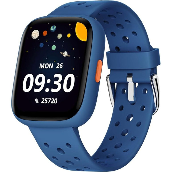 BIGGERFIVE Smartwatch Kids, 1.8 Inch Smartwatch Watch Pedometer, 24/7 Pulse, Sleep Monitor, Vibration Alarm, IP68 Waterproof, Puzzle Games with/without App, for Girls Boys Teens 5-16, Blue