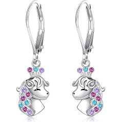 ORAZIO Happy Horse Hoop Earrings Sterling Silver 925 for Women Girls Dangle Cute Horse Earrings Hanging for Horse Lovers Hypoallergenic Silver Jewellery Birthday Gift