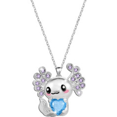 Axolotl Cute Necklace for Girls Boys Crystal Pendant Necklaces Jewelry Gifts for Girls Daughter Boys Son Granddaughter Niece Birthday Christmas Graduation Gift, Alloy silver