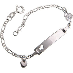 Silberketten-Store Baby & Children's ID Bracelet with Heart and Pendants Including Engraving and Gift Bag I Made of 925 Silver I Nickel-Free Suitable for Allergy Sufferers I 10 Fonts
