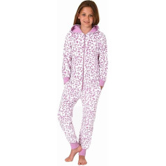 Normann Girls' Pyjamas Onesie Jumpsuit Made of Coral Fleece in Animal Look