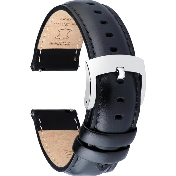 OTTOODY Leather Watch Straps for Men & Women, 18 mm, 19 mm, 20 mm, 21 mm, 22 mm, Quick Release, Elegant, High-Quality Replacement Leather Strap for Watches and Smartwatches