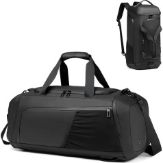 Gym Duffle Bag for Men & Women, Waterproof Sports Duffel Bags, Travel Weekender Bag, Overnight Bag with Shoe Compartment, black