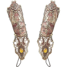 Borsgye Gothic Bracelets Jewellery Lace Collar Vampire Bracelet Lace Fingerless Gloves Victorian Steampunk Retro Gears Vintage Collar for Halloween Easter 1 Pair - S257, Metal