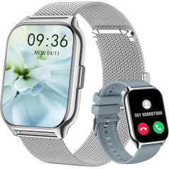 Narcid Smartwatch Women Men Fitness Tracker 2 Inch with Phone Function / Voice Assistant / Message Reminder, Fitness Watch Pulse Sleep Monitor, Pedometer Sports Watch for iOS/Android