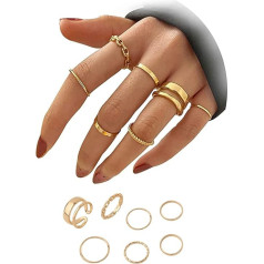 Guanyj Knuckle Rings Set for Women Girls Snake Chain Stacking Ring Vintage Boho Midi Rings Size Mixed Finger Rings Women's Set Finger Midi Ring Set Suitable for Men and Women