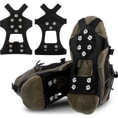 Crampons Ice Cleats for Shoes and Boots, Traction Cleats Ice Snow Grips with 10 Stainless Steel Spikes, Winter Outdoor Non-Slip Crampons for Walking, Fishing, Climbing and Hiking