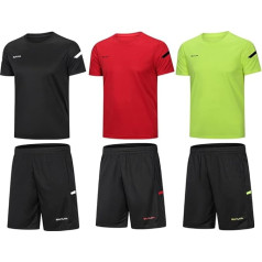 BUYJYA Mens Training Clothes Athletic Shorts and Shirt Set 3 Pack Basketball Football Training Running Gym