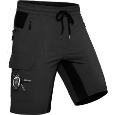 Wespornow Men's Summer Shorts with 5 Pockets Stretch Lightweight Cargo Sports Trousers Work Trousers Men's Short Hiking Trousers Bermuda Jogging Bottoms Chino MTB Cargo Trousers Gym Linen